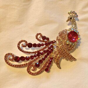 Fabulous Pink Peacock Brooch/Pendant